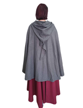 ANITA Grey Wool Riding Cape – Medieval Viking Woolen Cloak with Hood